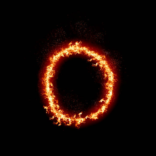 istock Letter O burning in fire, digital art isolated on black background, a letter from alphabet set 1387679764