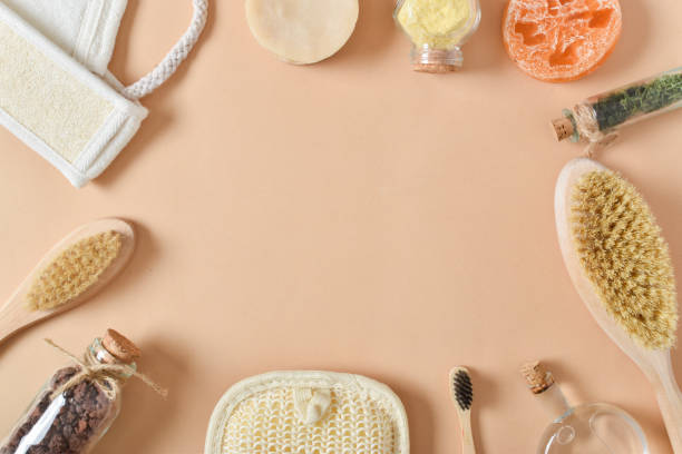 istock A frame of their spa accessories on a beige background. Natural cosmetics. 1387681784
