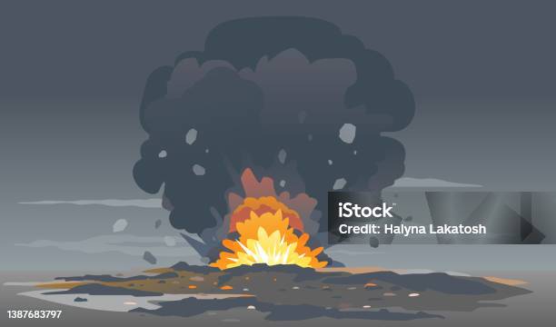Artillery Shell Exploding On Ground War Background Stock Illustration ...