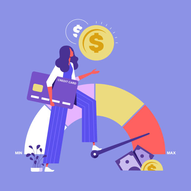 Credit bureau and Credit rating concept Credit rating, credit history improvement, credit bureau abstract concept, businesswoman changing personal credit information, measurement from poor to excellent rating for credit or mortgage loans concept rudeness stock illustrations