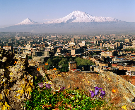 A beautiful view of Mountain Ararat and Yerevan city.
