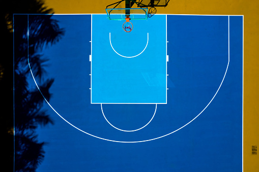 Aerial shooting outdoor basketball court