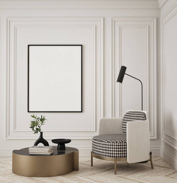 istock mock up poster frame in modern interior background, living room, Scandinavian style, 3D render, 3D illustration 1387690500