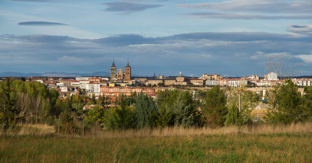 Panoramic view of the City of Astorga - Vista panorámica de la Ciudad de Astorga stock photo