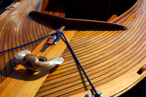 Anchor rope and sailboat deck