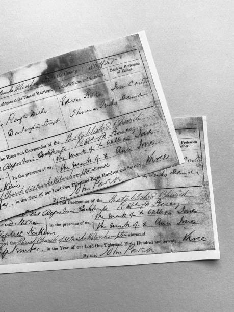 istock 19th Century Marriage Certificate Photocopies 1387699820