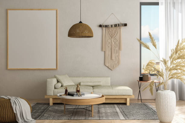 istock Stylish and design composition of living room 1387701966