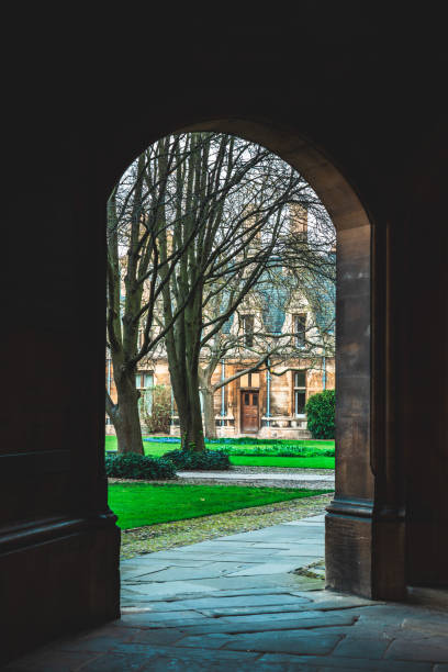 Cambridge, UK - January 28, 2024: Gonville and Caius College next to the Senate House with many tourists in Cambridge UK