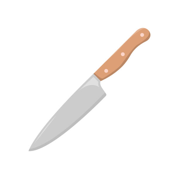 칼 아이콘 플랫 디자인. - knife table knife kitchen knife white background stock illustrations