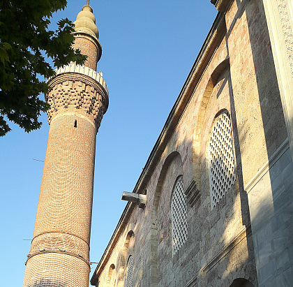 courtyard of Grand Mosque- Ulu Cami for worshippers gather. The mosque is most important mosque in Bursa and a landmark of early Ottoman architecture built in 1399.