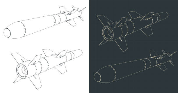 Missile drawings illustrations Stylized vector illustration of drawings of missile missile destruct system stock illustrations
