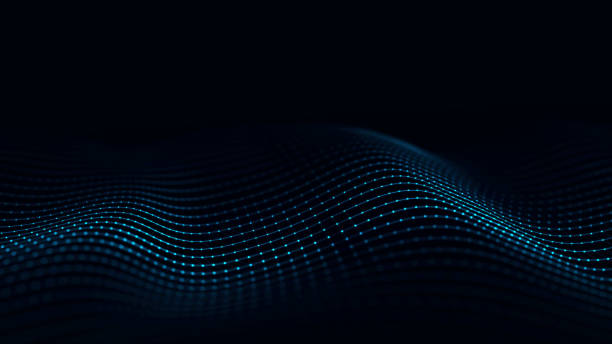 Dynamic wave of particles. Abstract futuristic background. Big data visualization. 3D rendering. stock photo