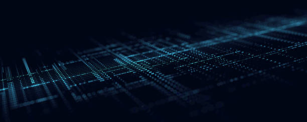 istock Digital blue background of particles. Abstract futuristic illustration. Big data visualization. Technology dynamic dots background. 3D rendering. 1387708891