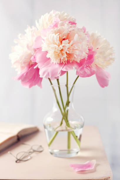 Pink Pastel Peonies in Vase