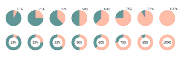 illustrations, cliparts, dessins animés et icônes de jeu d’icônes de pourcentage de graphique à secteurs. infographie de segment. diagramme statistique du graphique circulaire. 25,50,60,75 élément de tranche. informations sur les données. présentation du document financier. rapport de gestion. illust - graph chart report pie chart