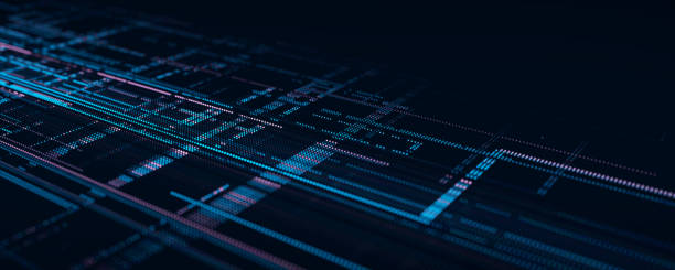 istock Digital blue background of particles. Abstract futuristic illustration. Big data visualization. Technology dynamic dots background. 3D rendering. 1387709348