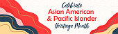 istock Asian American, Pacific Islanders Heritage month - celebration in USA. Vector banner with abstract shapes and lines in  traditional Asian colors. Greeting card, banner 1387711298