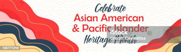 Asian American Pacific Islanders Heritage Month Celebration In Usa Vector Banner With Abstract Shapes And Lines In Traditional Asian Colors Greeting Card Banner向量圖形及更多太平洋群島人圖片