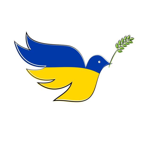 ilustraciones, imágenes clip art, dibujos animados e iconos de stock de silueta de la paloma del día de la paz de ucrania - ukraine war