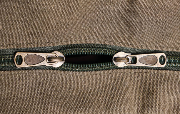 istock Unbuttoned zipper with two dogs on hiking backpack. 1387718563
