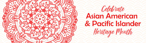 Asian American and Pacific Islander Heritage Month. Vector horizontal banner for social media with mandala. AAPI history annual celebration in USA. Asian American and Pacific Islander Heritage Month. Vector horizontal banner for social media with mandala. AAPI history annual celebration in USA tradition stock illustrations