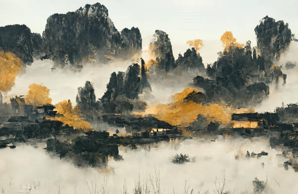 Beautiful Chinese Landscape in the fog