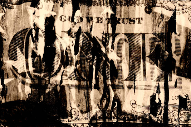 istock Vintage Grunge Background Background With Dollar Bill and Flag 1387735661