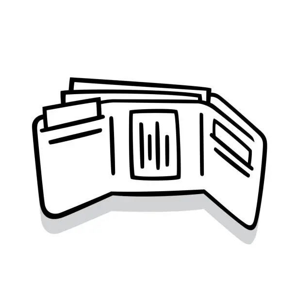 Vector illustration of Wallet Open Doodle 5