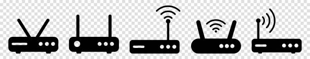 routerbezogenes signalsymbol - modem stock-grafiken, -clipart, -cartoons und -symbole