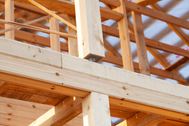 istock Iron screw support for a wooden house. 1387746107