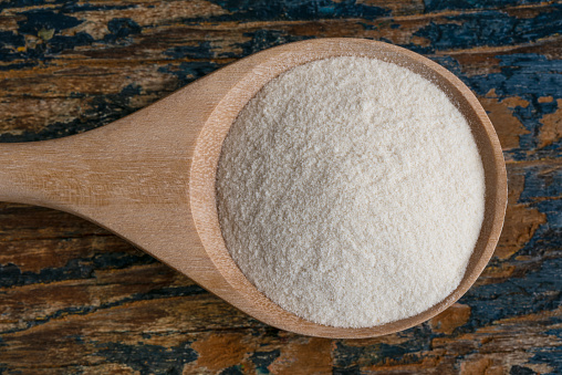 Xanthan Gum on a Wood Spoon