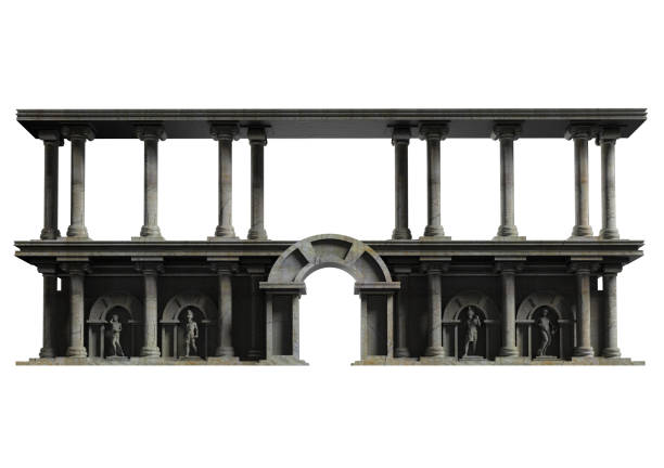 3d render illustration artwork of greek temple walls.