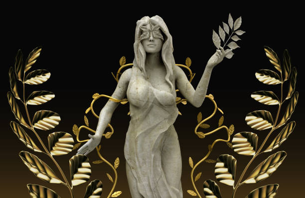 3d render illustration of nature greek nymph goddess statue. - fortuna illüstrasyonlar stok fotoğraflar ve resimler