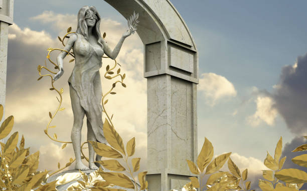 istock 3d render illustration of nature greek nymph goddess statue. 1387752977