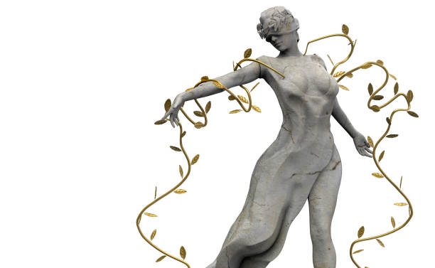 istock 3d render illustration of nature greek nymph goddess statue. 1387752983