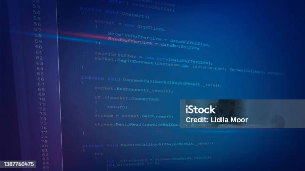 Code Screen Photo Code On Screen Stock Illustration - Download Image Now - Computer ...