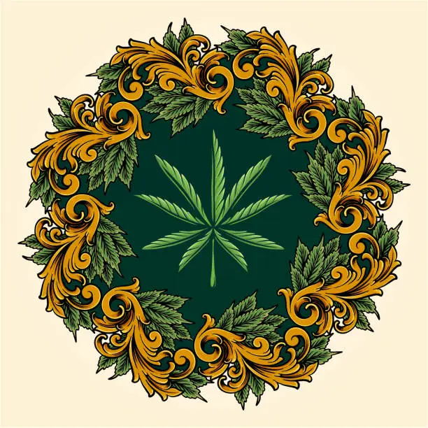 Vector illustration of Classic luxury weed mandala ornament