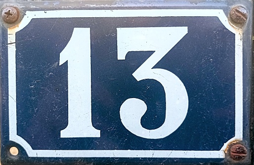 Close-up photograph of number 13