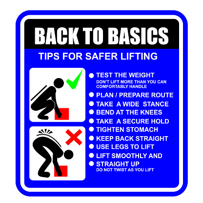 TIPS FOR SAFER LIFTING, STICKER AND LABEL VECTOR