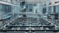 istock Shot of Production Line with Computer Processors on Electronics Factory. Microchip Manufacturing Process. 1387779841
