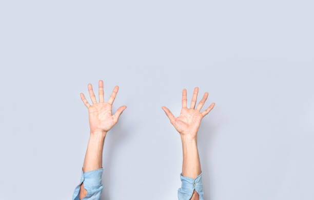 istock Man hands counting five, fingers counting five, hand fingers counting five on isolated background, countdown 1387782234