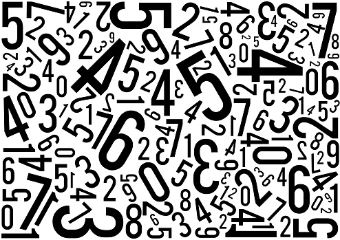 Background with numbers scattered chaotic, vector illustration