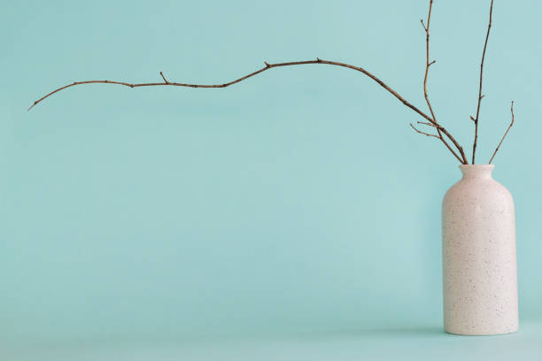 istock Dry branches in vase against blue background 1387785422
