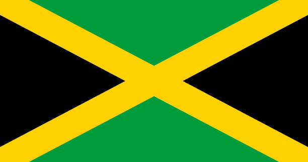 istock Jamaica flag with original RGB color vector illustration design 1387792260