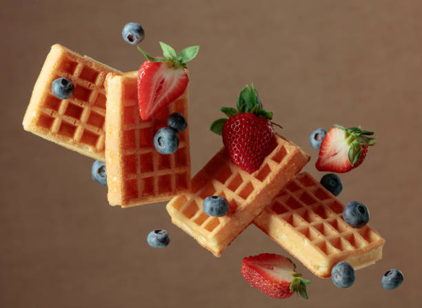 istock Waffles with blueberries and strawberries. 1387796019
