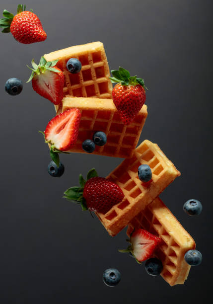 istock Waffles with blueberries and strawberries. 1387796023