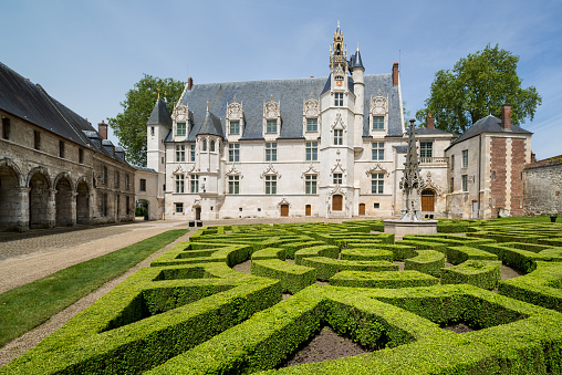 Beauvais/ France - Garden and former bishop's palace in Beauvais. 12th-century bishop's palace that houses the County Museum of Oise