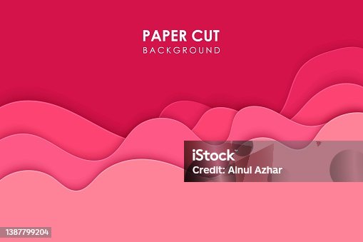 istock Papercut wavy geometric topography or paper cut liquid geometric gradient pattern on pink 3D multi layer background Eps10 vector 1387799204