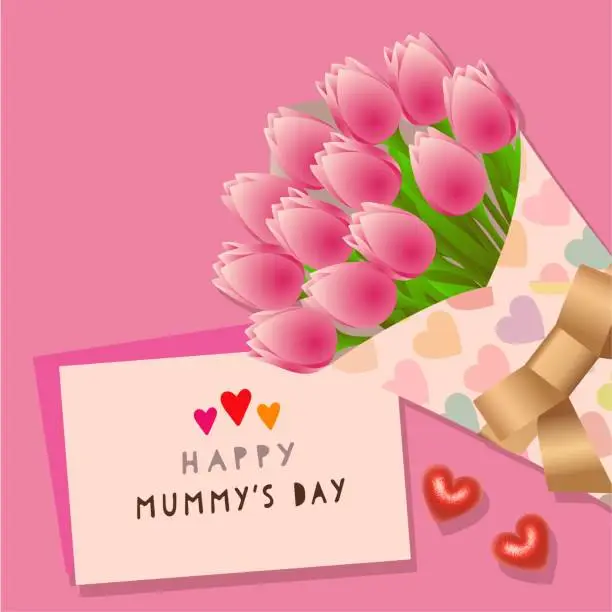 Vector illustration of Card and flowers