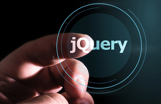 Hand pressing jQuery button on virtual screen.